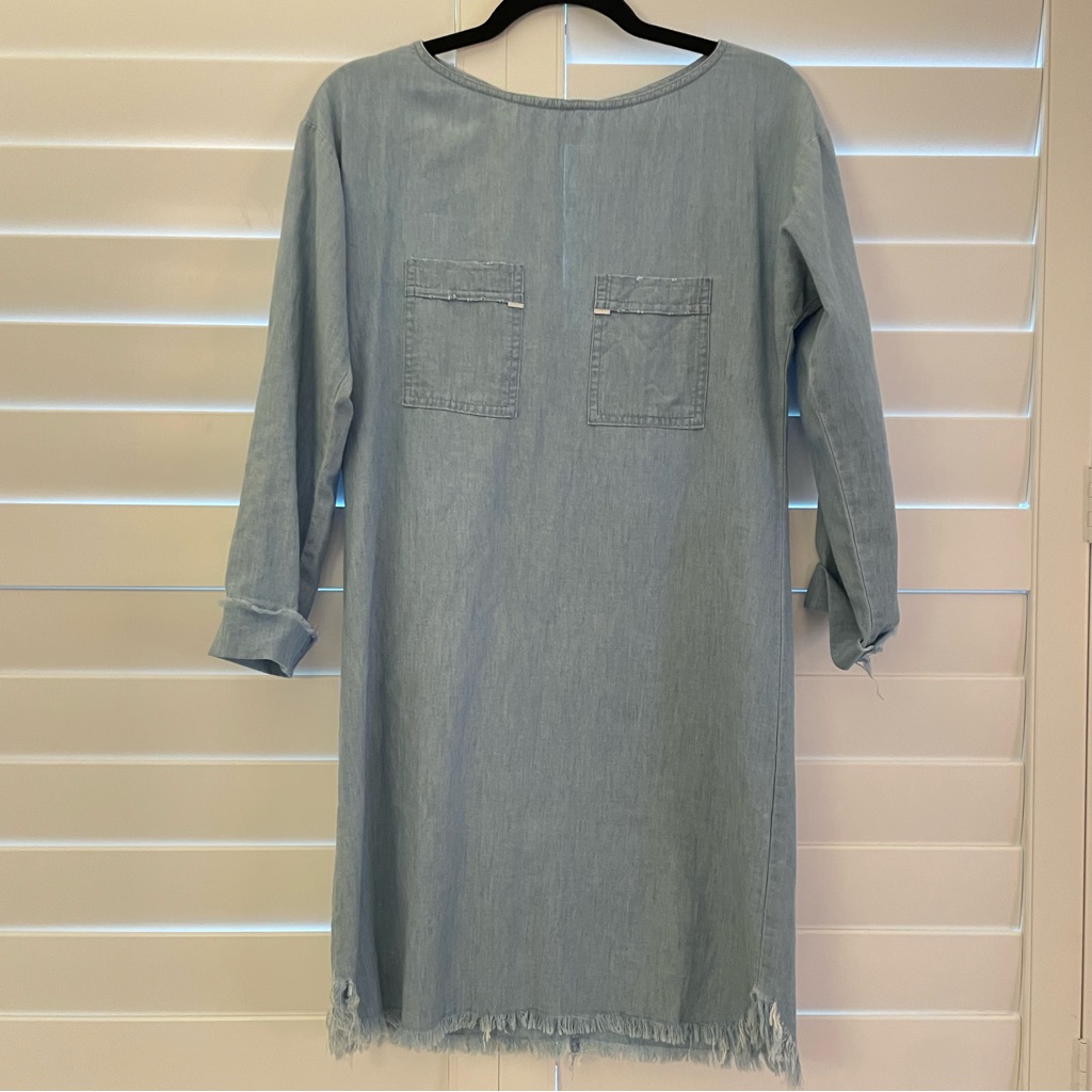 Bec & Bridge Denim Chambray Raw Hem Shift Dress Blue Size 2